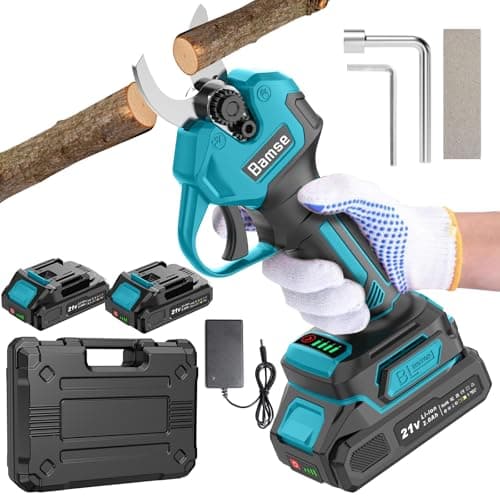Electric Pruning Shears Brushless, Bamse Cordless Pruner Shears with 2 Batteries 2.0Ah, LCD Display Electric Pruner, for Branch, Fruit Plucking and Tree Trimming