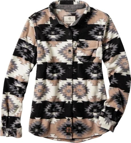 Legendary Whitetails Women's Trail Guide Fleece Button Down Shirt, Ivory Ridge, Large