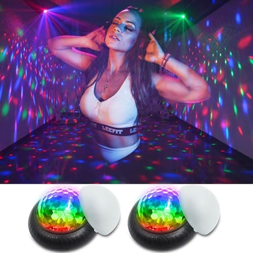 ljnyiwan Mini Disco Ball Light 2-Pack, Rechargeable RGB Party Lights with Sound-Activated Strobes, Magnetic Portable DJ Lamp for Car, Camping, Bedroom, Game Room, Birthday Party Decorations