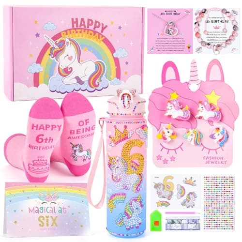Unicorn Gifts for Girls, Christmas Birthday Gifts for Girls Age 6 Years Old Girl Birthday Gift Ideas Light Up Star Pillow and DIY Water Bottle Kits, Unicorn Toys for Daughter, Niece