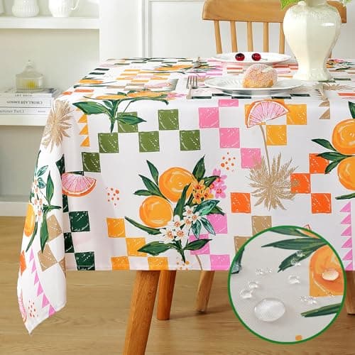 Honellaty Summer Tablecloth, Graffiti Lemon Pattern, 60" x 84"