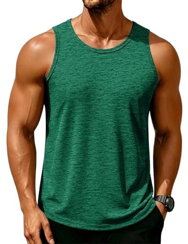 MAGCOMSEN Swim Tank Top Men Gym Dry Fit Sleeveless Muscle Shirts for Men Athletic Workout Active Tank Top Jade Green