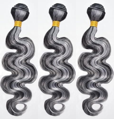 Peenoll 22 24 26 Inch Body Wave Human Hair Bundles Highlight P4/Grey Weave Bundles Human Hair 12A Unprocessed Brazilian Virgin Quick Weave Hair Extension for Black Women