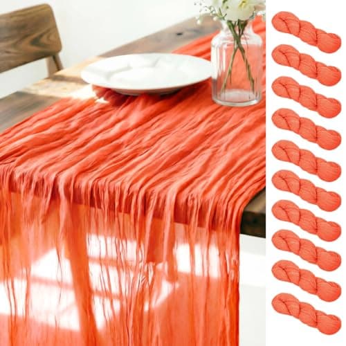 Orange Cheesecloth Table Runner Fall Boho Wedding Birthday Home Decor