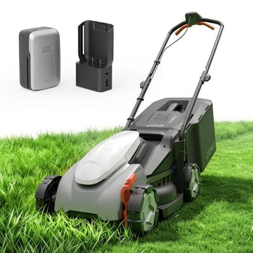 Litheli Cordless Lawn Mower 14 Inch, Brushless Motor Push Mower with Zero Maintenance, 5.0Ah Battery & Charger, Cuts up to 3000 Sq. Ft, 5-Position Height Adjustment (1-2.5 in), Lightweight Design