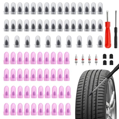 Ryetvok 80 Pcs Tire Repair Rubber Nail Kit with 4 Valve Caps, Tire Repair Screws.Fast Puncture Repair Tool Self Screw in Tire Repair Plugsfor Car Motorcycle Truck Tractor Tubeless Tires.Father Gift