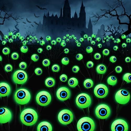 Cnuoky Halloween Decorations Outdoor, 6Pack 48 LEDs Solar Eyeball Lights