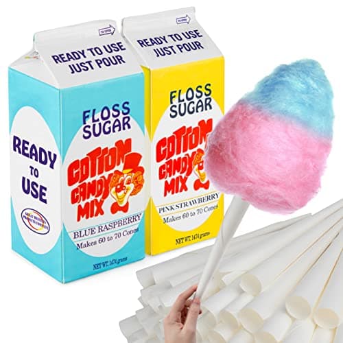 Cotton Candy Cones (100 Pack) - White Cotton Candy Sticks - Kraft Paper Cotton Candy Cone - Carnival Cotton Candy Supplies for Floss Sugar Cotton Candy - Cones for Cotton Candy Maker