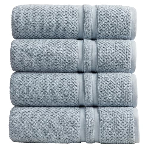 Springtree Home Blue Bath Towels Set of 4 | Popcorn Textured | 100% Combed Cotton | Absorbent Quick-Dry Towels for Bathroom | Oeko-TEX® Standard 100 Cotton | Poli Collection - Blue Fog
