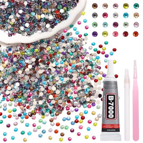 5000Pcs 3mm Rhinestones Bedazzling Kit with Tools, Color Resin Rhinestones for Bedazzling, Flatback Resin Gems for Crafts, Bedazzler Kit for Clothing Shoes DIY Face Makeup Tumblers