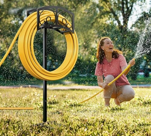 Fire Beauty Freestanding Garden Hose Holder Stake for Lawn Yard Storage