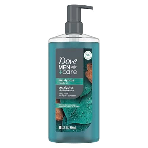 DOVE MEN Moisturizing Body Wash | #1 Dermatologist Body Wash for Men, Sulfate Free, Paraben Free, & Dye Free | Eucalyptus + Cedar Oil, 26oz
