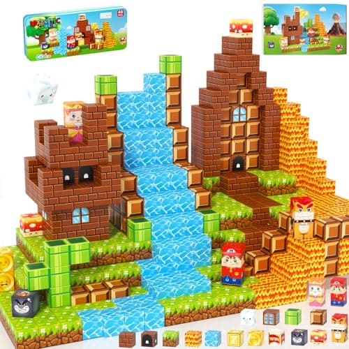 Magnetic Blocks Travel Toys with Portable Metal Tin – Toddler Magnet Tiles
