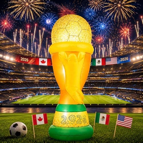 7Ft Inflatable World Cup,Gaint Golden Inflatable Trophy Champion,Waterproof Inflatable Decor Large Trophy Supplies,World Soccer Cup 2026 Decorations
