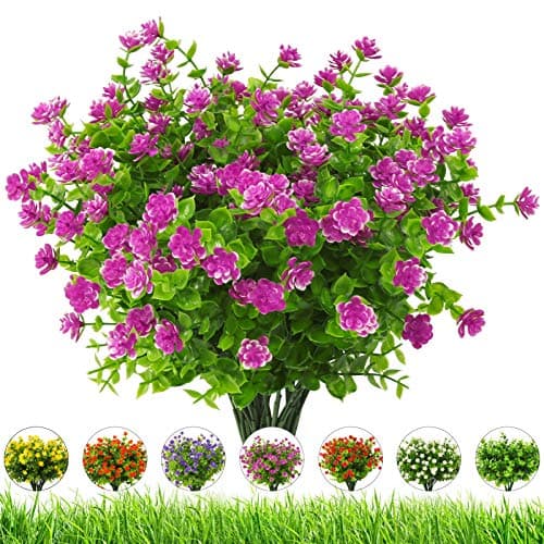 DRT DERUITAI Artificial Flowers Outdoor,UV Resistant Fake Flowers 20 Bundles Faux Outdoor Plants Plastic Flowers Greenery Bushes for Indoor Outside Home Porch Decoration (Orchid)