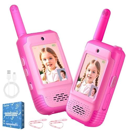 KAKTIN Video Walkie Talkies for Kids, 2 Pack Rechargeable Walkie Talkies