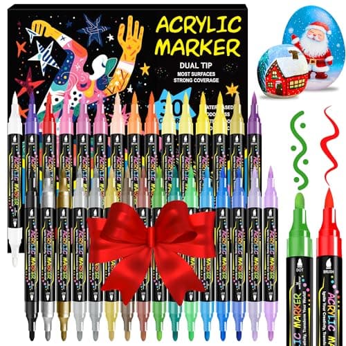 WINSONS 30 Colors Dual Tip Acrylic Paint Markers Pens
