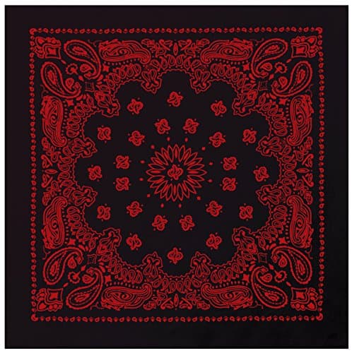 Rothco Trainmen Paisley Bandana 27” x 27” Extra‑Large 100% Cotton Head Wrap Scarf Multi‑Use Black/Red