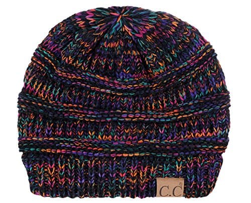 C.C Trendy Warm Chunky Soft Stretch Cable Knit Beanie Skully, Black/Multi