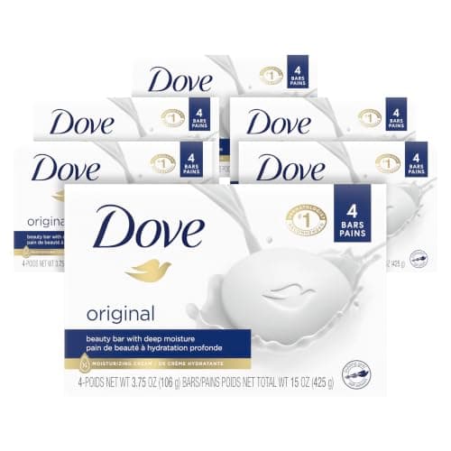 Dove Beauty Bar Soap Original 24 Count for Soft, Smooth Skin, with 1/4 Moisturizing Cream 3.75 oz