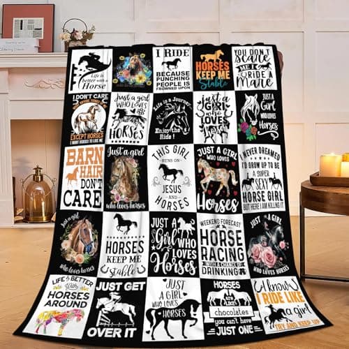 Soft Warm Horse Fleece Plush Throw Blanket - Cozy Fluffy Flannel Bedding Stuff Animal Decor Blanket for Girls Boys Kids Adults Women Bed Travel 40"x50"