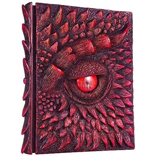3D Dragon Eye Embossed Journal,Resin Engraving Notebook,Dnd notebook for Dragon Lovers ，Blank Paper,Hardcover Travel Notepad for Writing,Sketchbook,Collection,Gift,Decoration A4 and A5 Size (A4-Red)