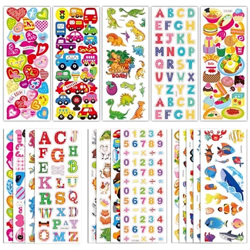 500+ Puffy Stickers,3D Stickers for Kids Toddlers - Cute Stickers Pack,Christmas Crafts Games for Kids,2-4 Year Old Boy Girl Birthday Gift - Christmas Gift for Grandkids,Stocking Stuffers for Kids