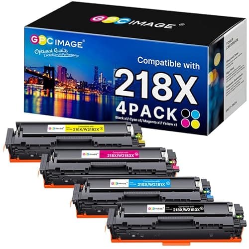 GPC Image 218X Toner Cartridges 4 Pack High Yield (with CHIP) 3301fdw 3201dw Replacement for HP 218X Toner Cartridges 218X Toner for HP Color LaserJet Pro MFP 3301fdw 3201dw 3301cdw 3301sdw (B/C/M/Y)