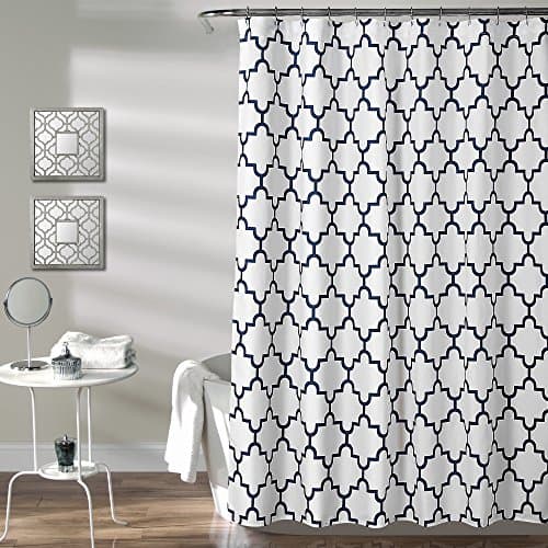 Lush Decor Navy Bellagio Fabric Shower Curtain, Bathroom Accessories (72" x 72")