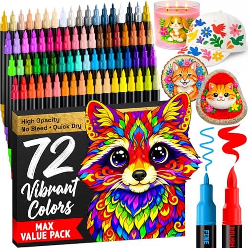 ARTISTRO 72 Dual-Tip Acrylic Paint Marker Pens for Drawing