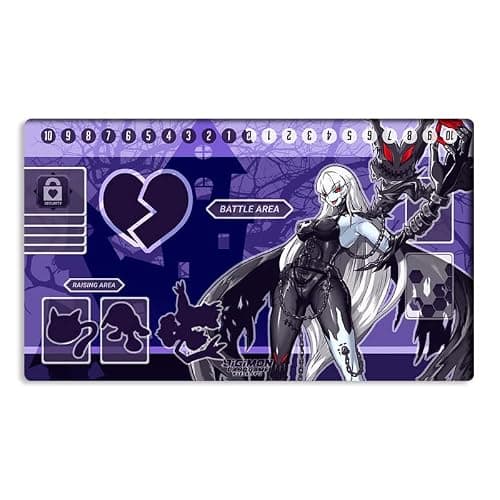 New Mlikemat Playmat Digimon DTCG Mat Lady Devimon Anime TCG CCG OCG Trading Card Game Mat with Zones + Free Bag (ZD002-150-SM)