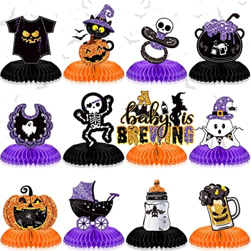 Yexiya 12 Pcs Purple Halloween Centerpieces Gender Reveal for Baby Shower