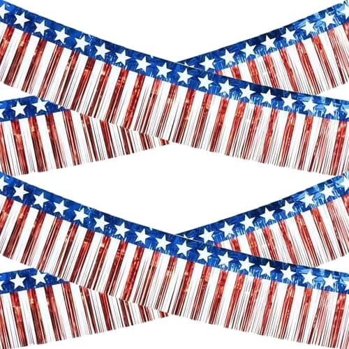 4th of July Decorations - 2 Pack Red White and Blue Streamer for 250th Anniversary | Fourth of July Accessories Party Favors for Outdoor Outside Home - Patriotic Flag Banner Decor,10 FT