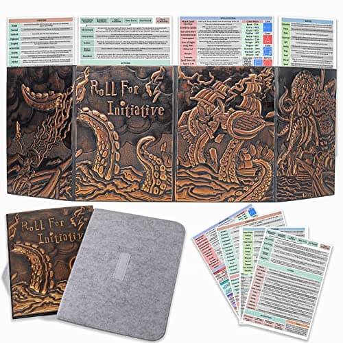 DND Dungeon Master Screen Four-Panel with Pockets