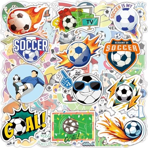 Soccer Party Favors - 100 PCS Soccer Stickers for Kids | Water Bottle,Laptop Sports Football Stickers for Toddlers - Activities Birthday Toys Games Crafts Gifts for Goodie Bags Gift Bags
