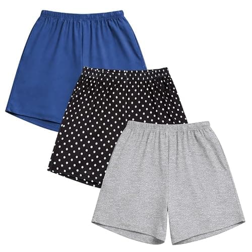 Marvmys 3 Pack Pajama Shorts for Women Soft Sleep Shorts Casual Lounge Pants Pj Bottoms Dot,Grey,Navy S