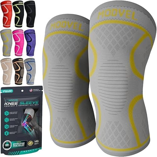 Modvel 2 Pack Knee Brace for Women & Men - Workout Knees Compression Sleeve for Knee Pain Relief Joint Support for ACL, Arthritis, Meniscus Tear Knees Brace for Sports, Rodilleras para Gym Fitness
