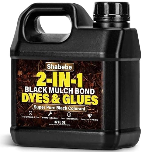 Mulch Bond -32OZ Black Color 2-in-1 Mulch Dye & Glue for Landscaping, Super Strength Landscape Adhesive Landscape Lock, Fast-Dry, Non-Toxic, Mulch Binder Glue, Pea Gravel, Adhesive Max Mulch Hold