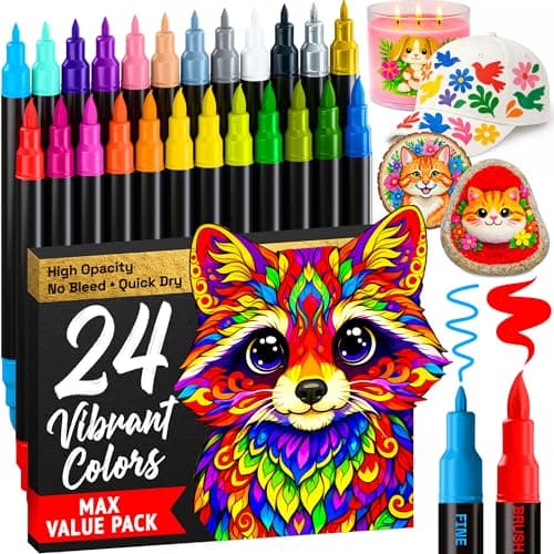 ARTISTRO 24 Dual-Tip Acrylic Paint Marker Pens for Drawing