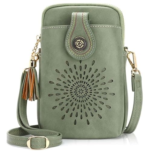 APHISON Small Crossbody Bags for Women, Lightweight Vegan Leather Cell Phone Purse, Cute Purses with Tassels