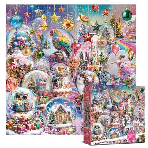 Antelope Puzzle Christmas Jigsaw Puzzle 1000 Pieces for Adults – Snow Globe Dreams Holiday Winter Scene, Cozy Christmas Puzzle Gift for Family Fun