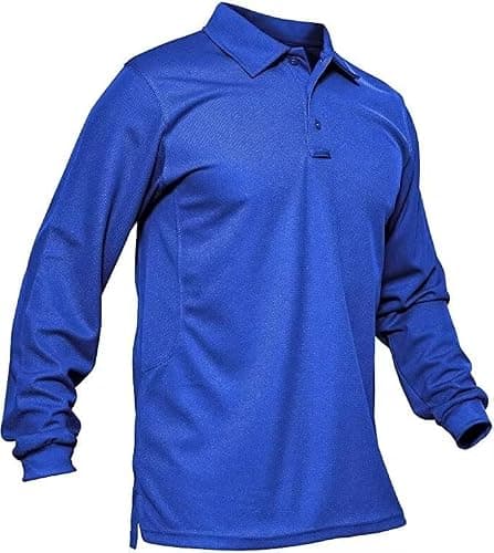 MAGCOMSEN Polo Shirts for Men Long Sleeve Golf Polo Shirts Tactical Polos Work Quick Dry Shirts Casual Athletic Shirts Blue S