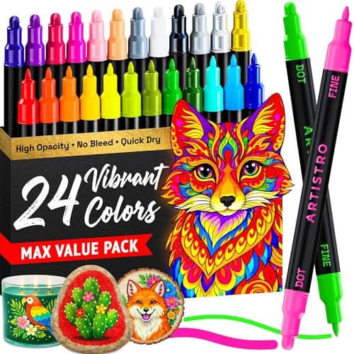 ARTISTRO Precision Dual-Tip Acrylic Paint Marker Pens - Set of 24