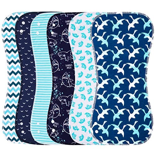 Benoxine 2-in-1 Burp Cloths and Baby Bibs - 6 Pack Large Super Absorbent Soft Cotton Burping Cloths for Spit Up, 3 Layers Thick Baby Burp Rags for Girls & Boys