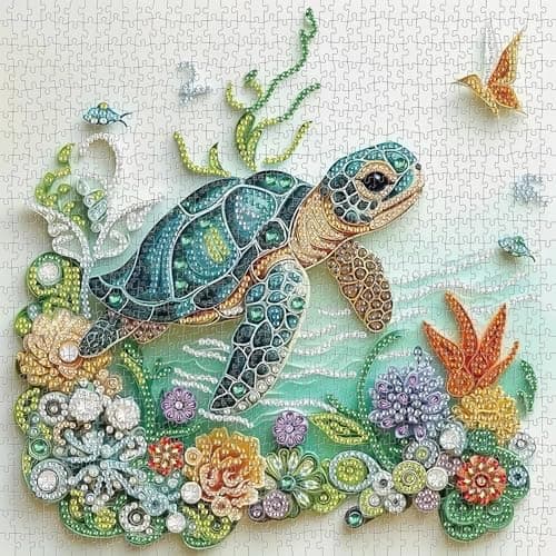 1000 Piece Jigsaw Puzzle for Adults Crystal Mosaic Sea Turtle Puzzle