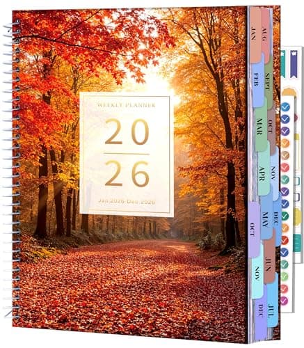 CAGIE 2026 planner Weekly and Monthly Jan 2026-Dec 2026 Hardcover Hourly Daily Planners for Women 26 Calendar Planner with Stickers Spiral Bound Yearly Agenda, 8.5 x 11