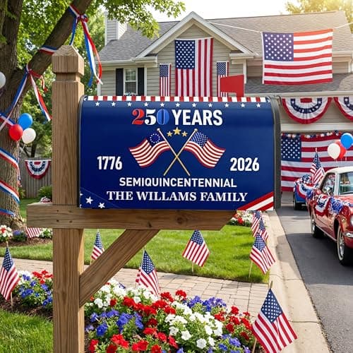 Moxweyeni 250 Anniversary USA Mailbox Covers Magnetic, 250th Post Letter Box Cover Wraps Standard Size 18" X 21", Patriotic 1776-2026 for Memorial Days Independence Day Veteran Day Outside Garden Yard