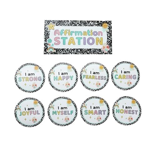 21-Pcs Composition Notebook Theme Classroom Decor – Schoolgirl Style Polka Dot Bulletin Board & Wall Sticker Set for Teacher Decorations, Affirmation Station, and Back to School (PET, Self-Adhesive)