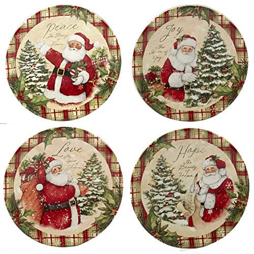 Certified International Holiday Wishes 6" Canape/Luncheon Plates, Set of 4 Assorted Designs
