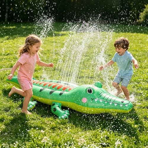 Sprinkler for Kids Large Inflatable Crocodile Water Toys, Kids Sprinklers for Yard, Outdoor Water Spray Sprinkler Summer Toddler Toys for Boys Girls Dogs Backyard